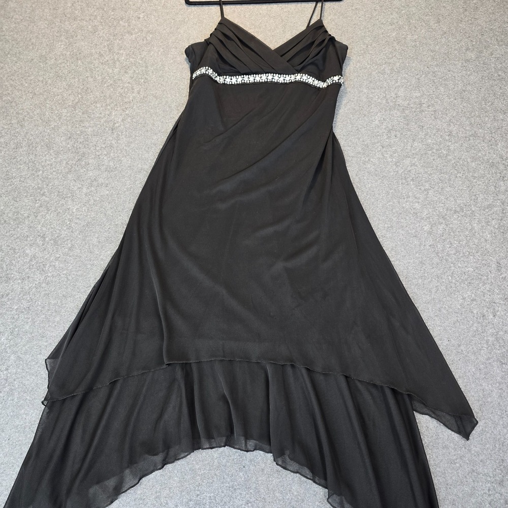Trixxi Formal Dress Women's XL Black Lined Sparkly Rhinestone Spaghetti Straps